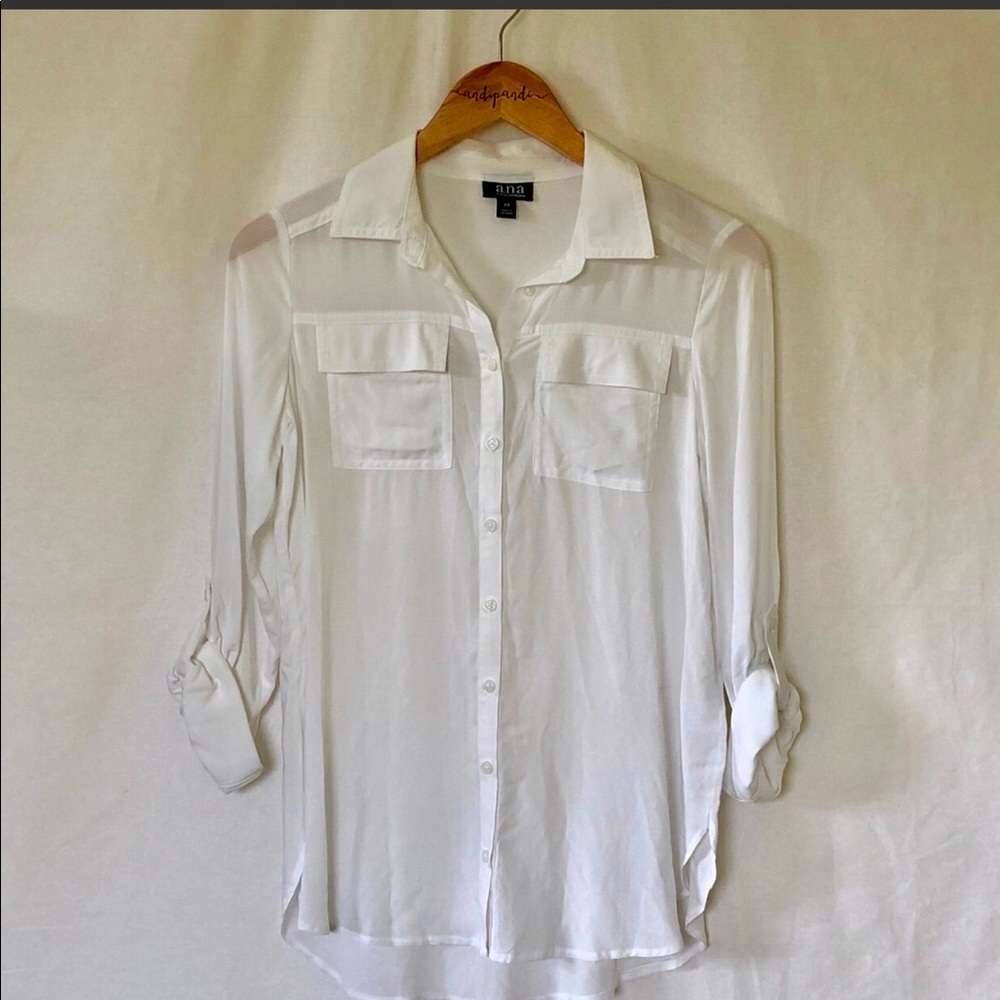 a.n.a White Roll Tab Sleeve Button Down Shirt